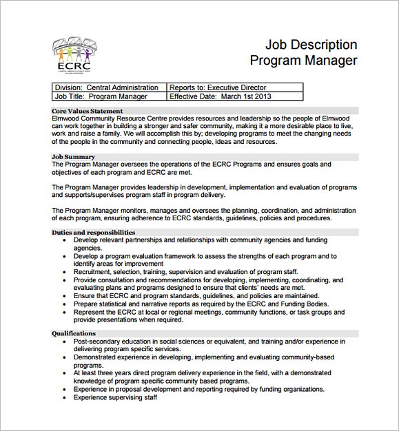 HR Program Regional Manager Job Description PDF Free Download