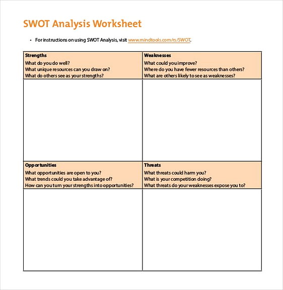 SWOT Analysis Worksheet templates1