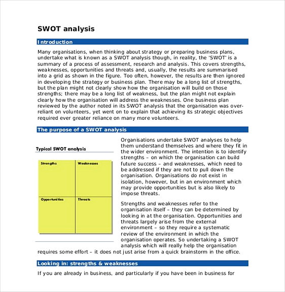 Swot Analysis Introduction Sample1