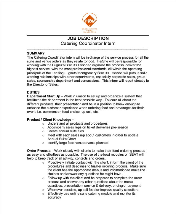 Catering Manager Resume Sample