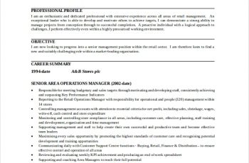 Area Sales Manager Resume