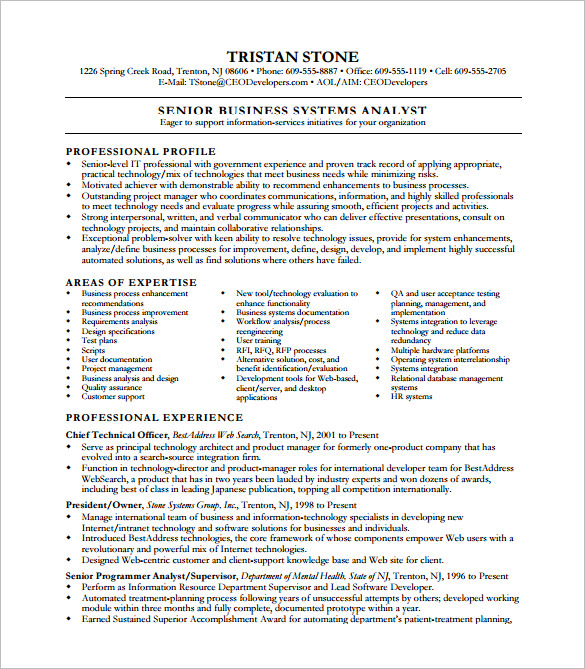 Business System Analyst Resume templates