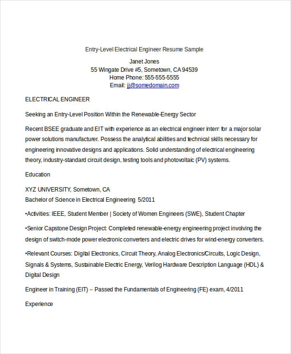 Entry Level Electrical Engineering Resume3