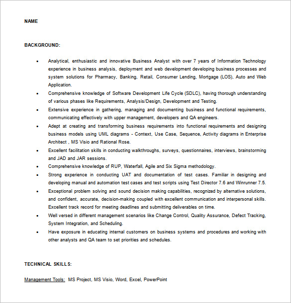Experienced Business Analyst Resume Word 1 1