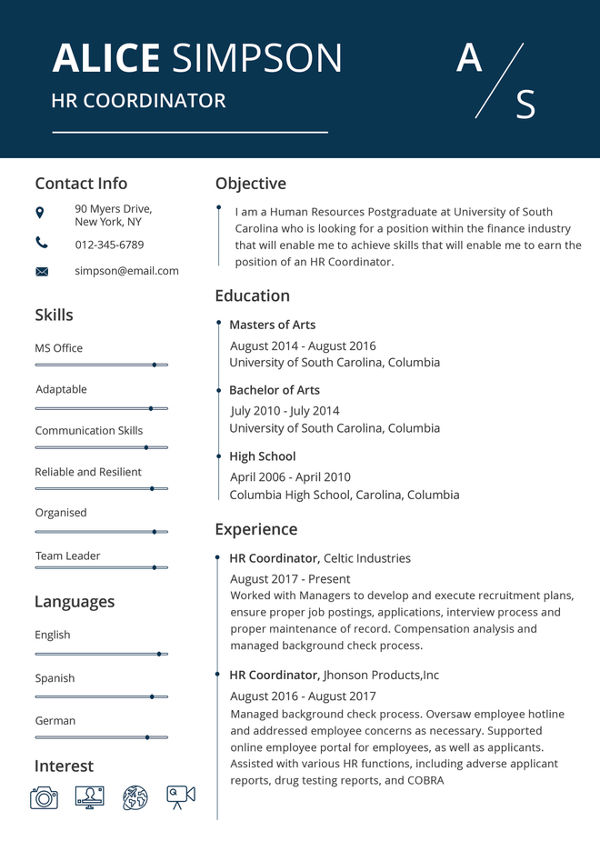 HR Resume templates