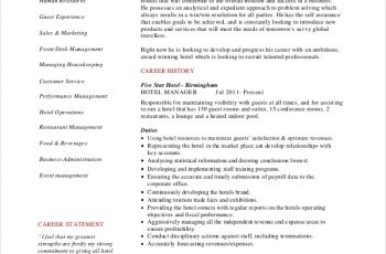 Hotel Operations Manager Resume