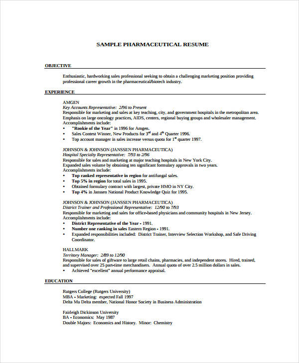 Pharmaceutical Product Manager Resume