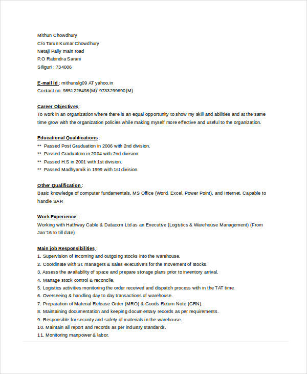 Store Manager Resume 1