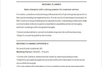 Wedding Event Planner Resume