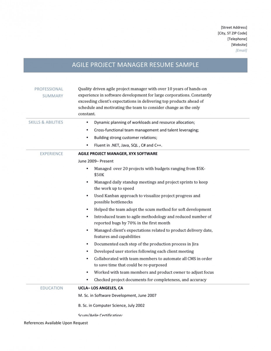 agile business analyst resume example