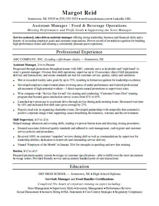 Assistant Manager Skills Resume