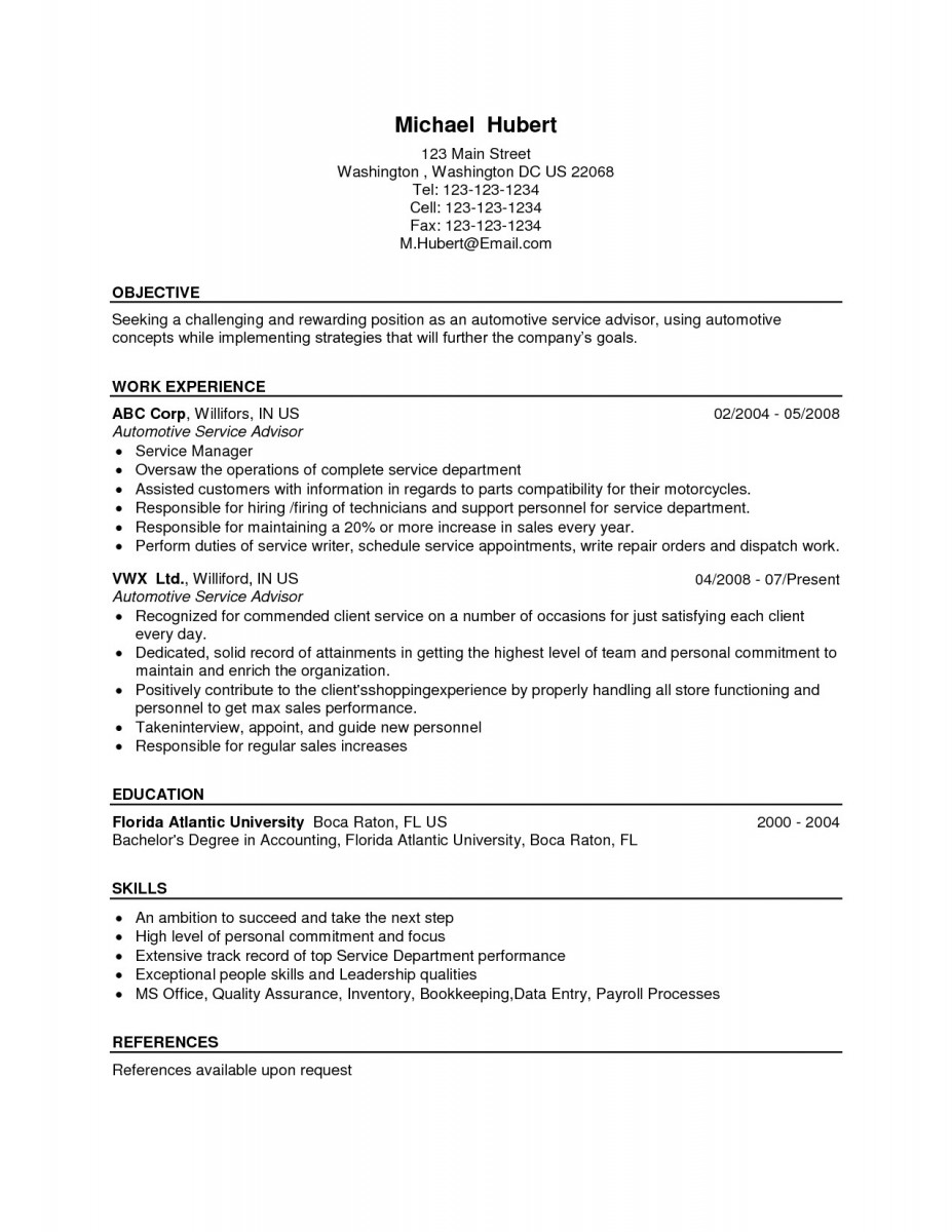 Service Manager Resume