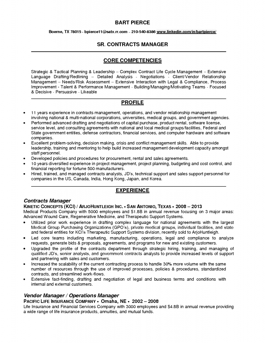 contract manager resume example