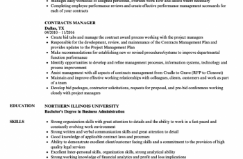 contracts manager resume sample