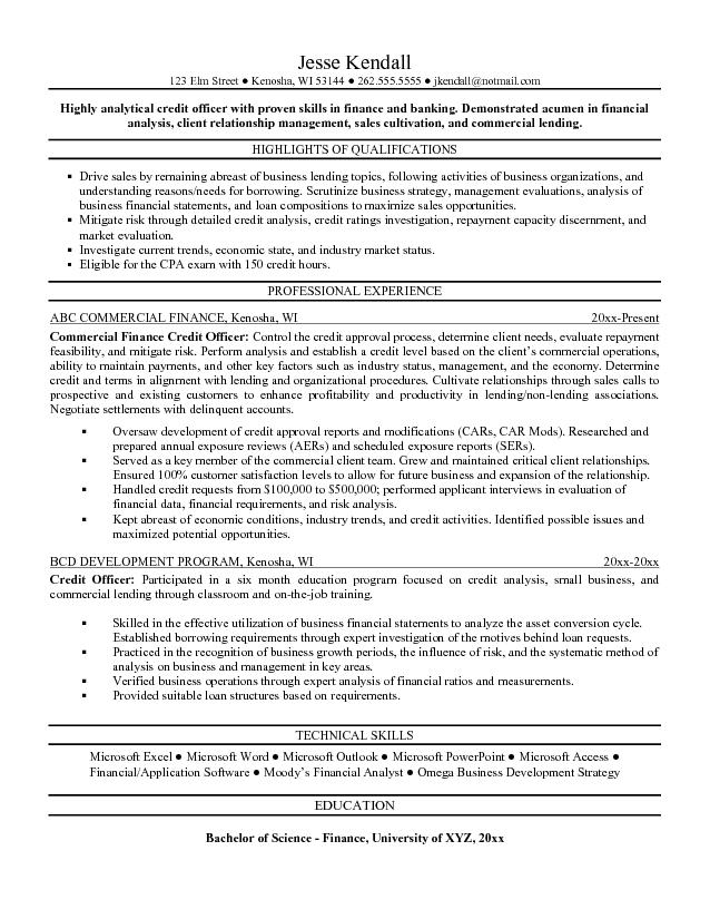 credit manager resume templates
