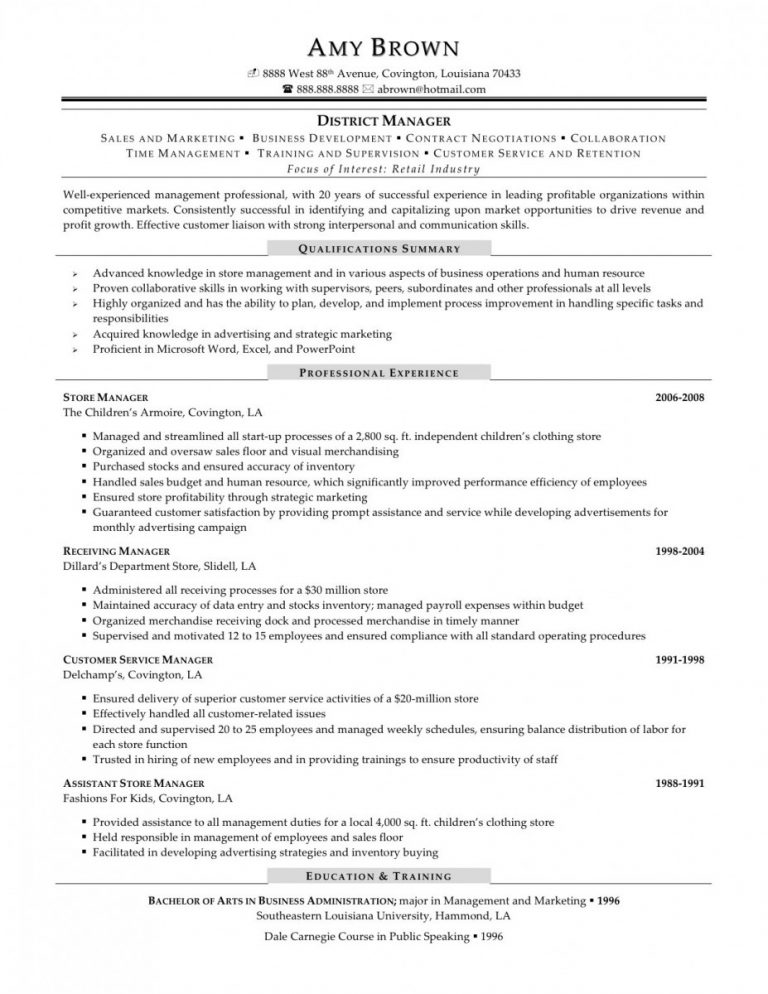 district-manager-resume