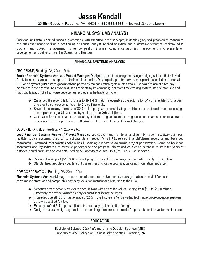 entry level financial analyst resume sample