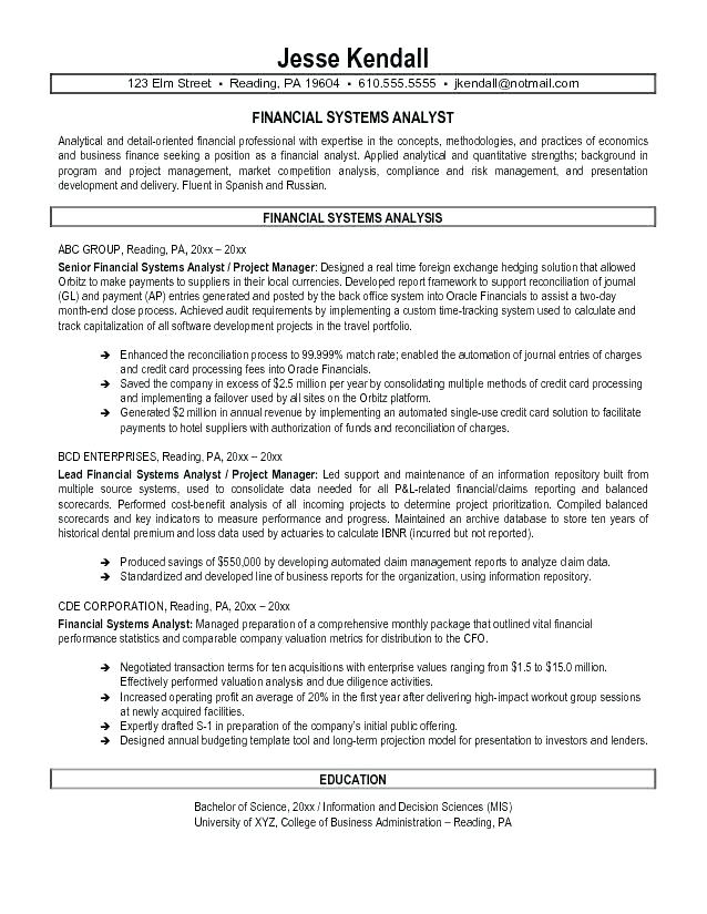 Entry Level Financial Analyst Resume