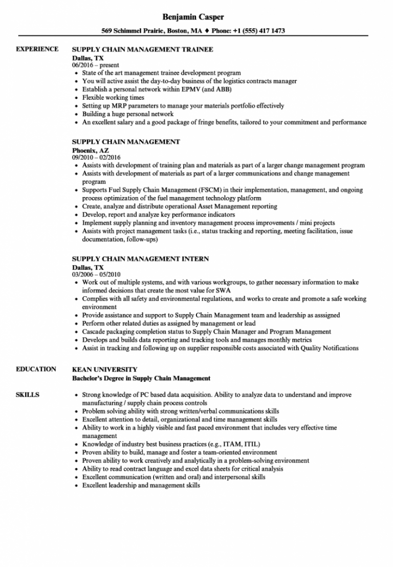 supply-chain-management-resume-sample