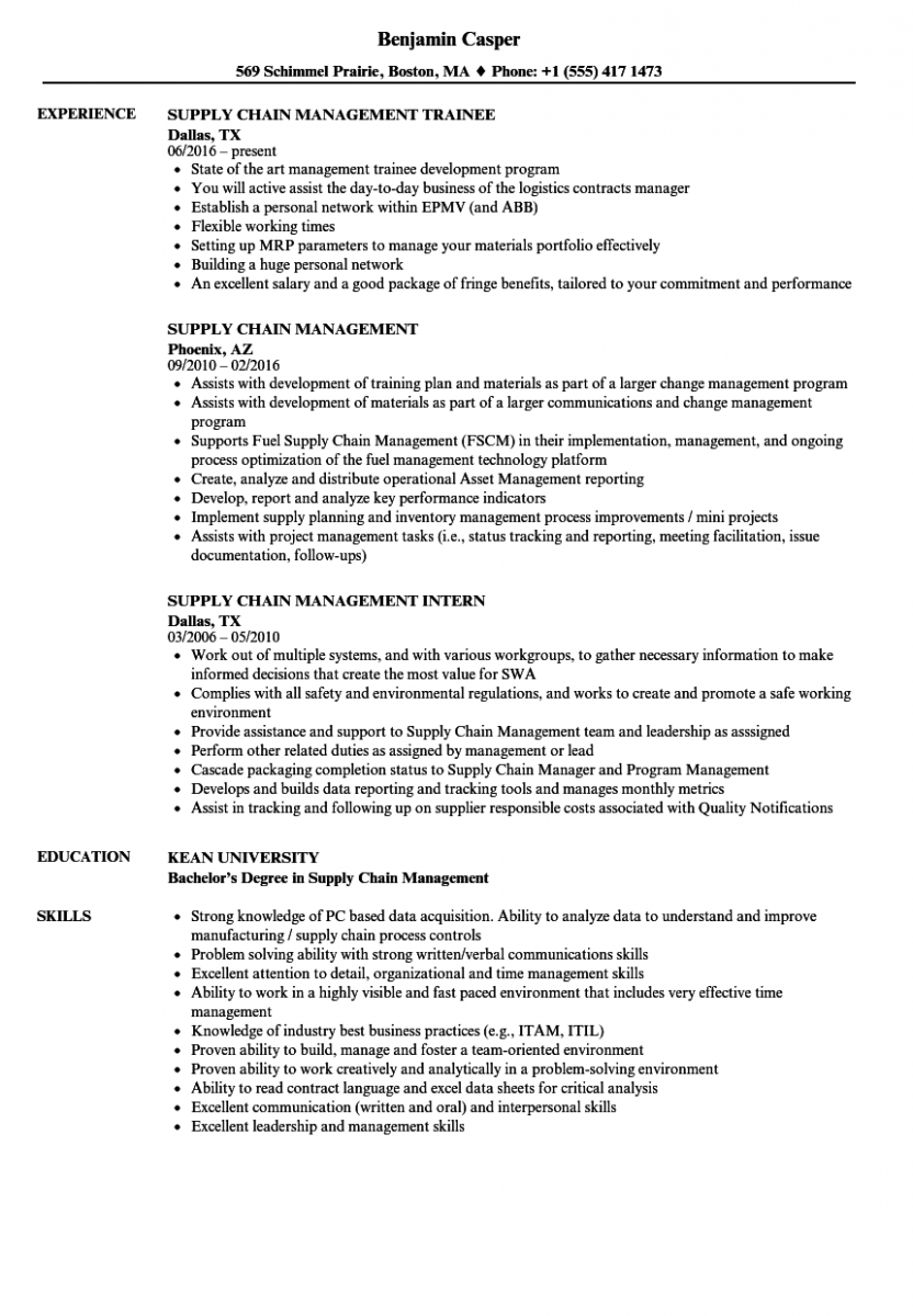 supply-chain-management-resume-sample