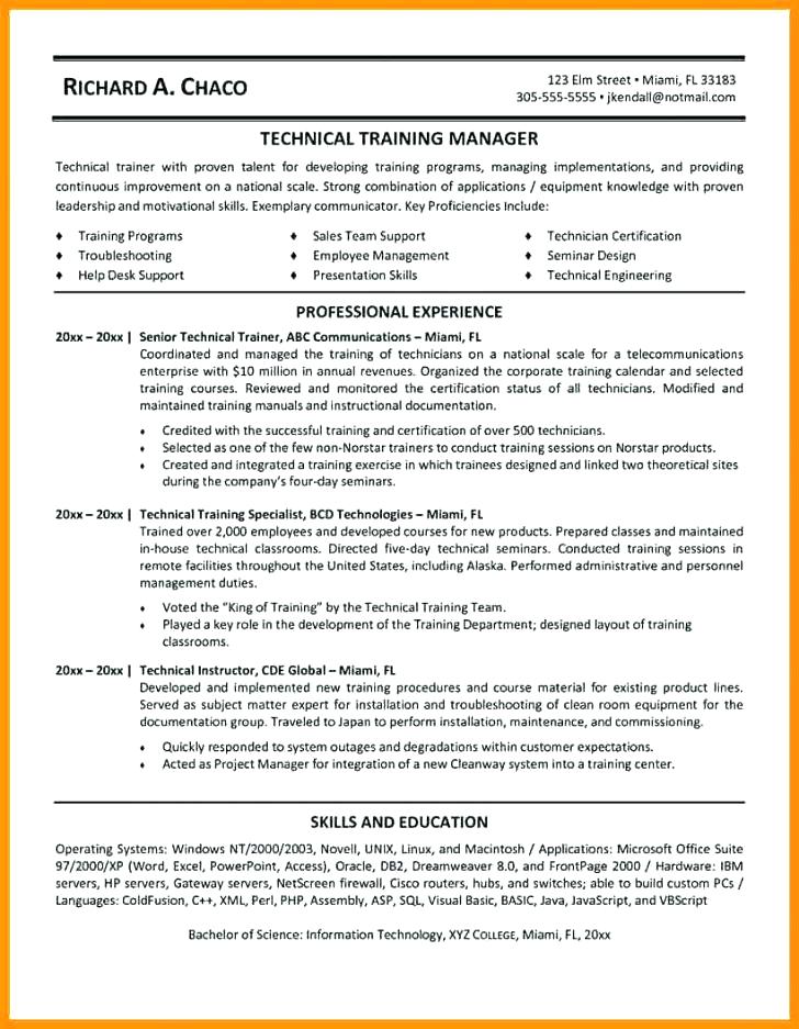 Training Manager Resume