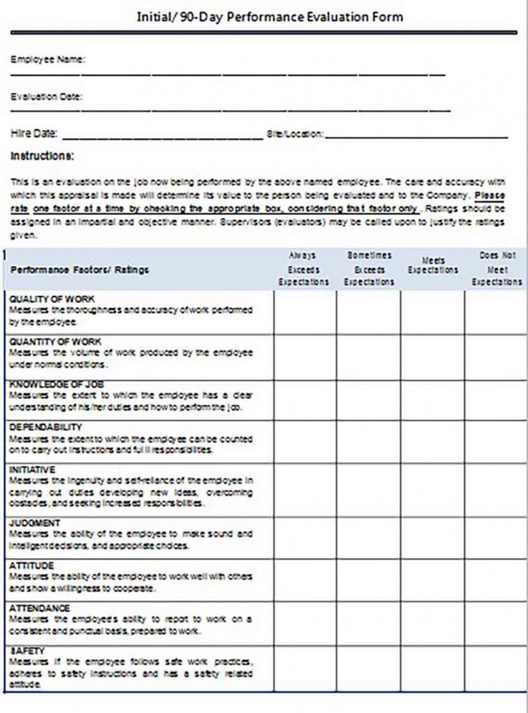 Printable Employee Review Form