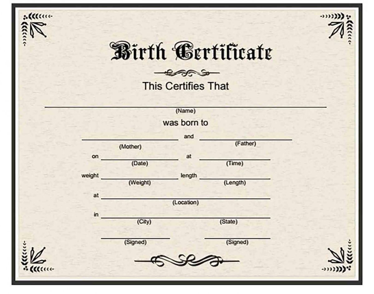 Birth Certificate Gothic Design Format