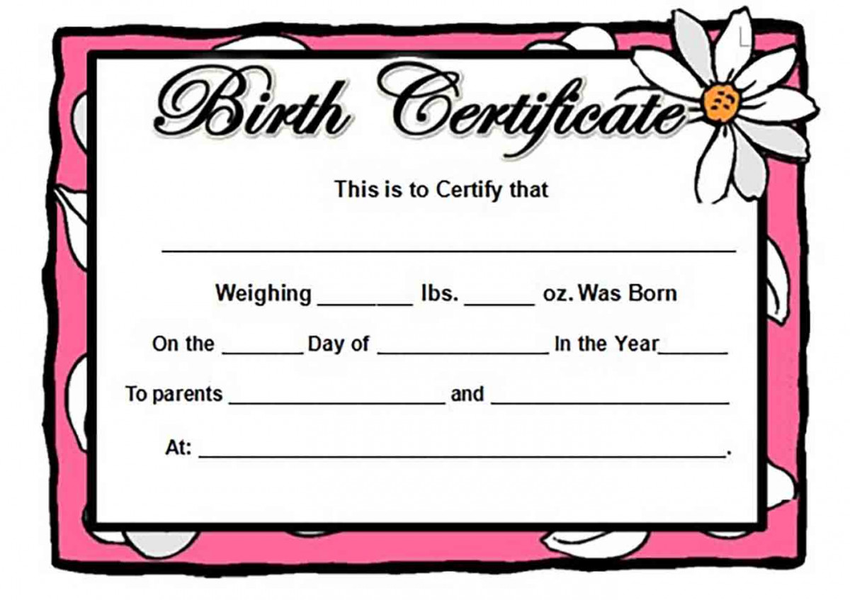 Blank Baby Birth Certificates for