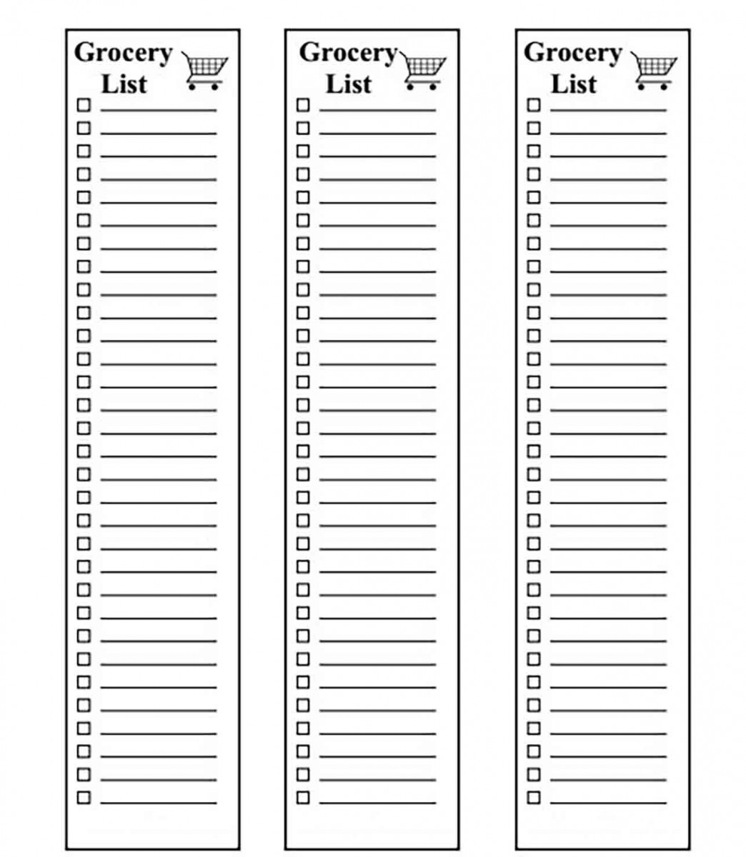 Blank Grocery List templates
