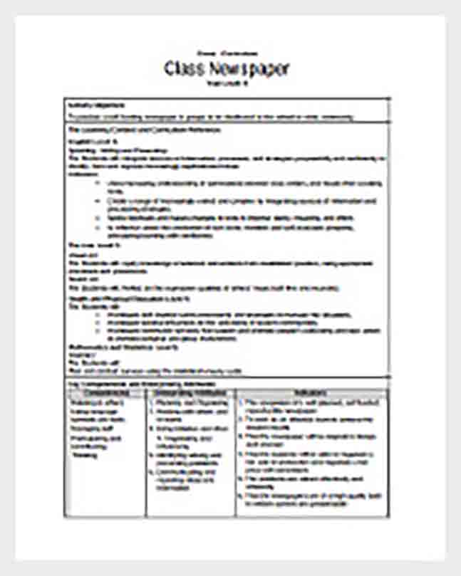 Class Newspaper Example templates