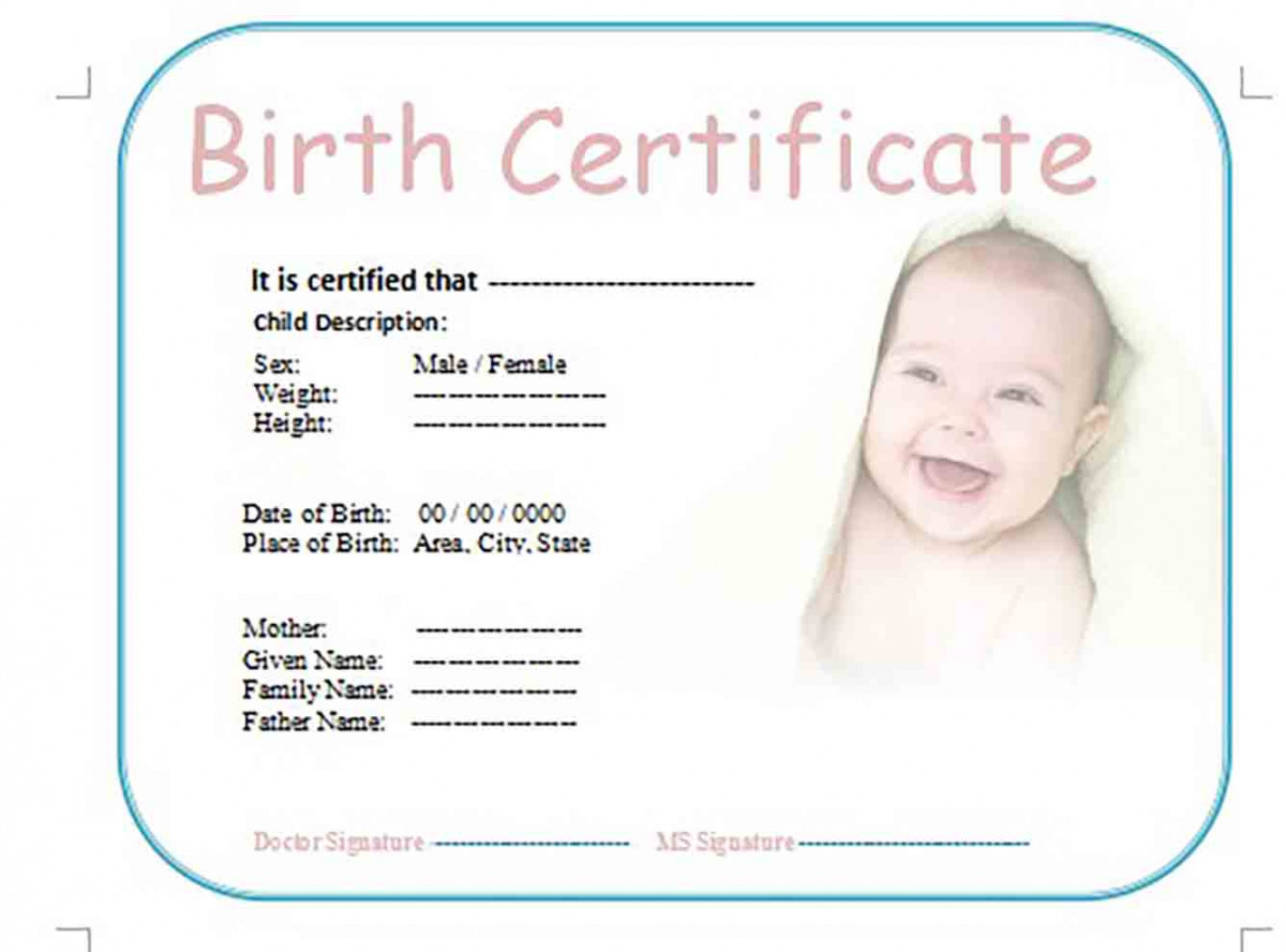 Cute Baby Birth Certificate templates Editable 1