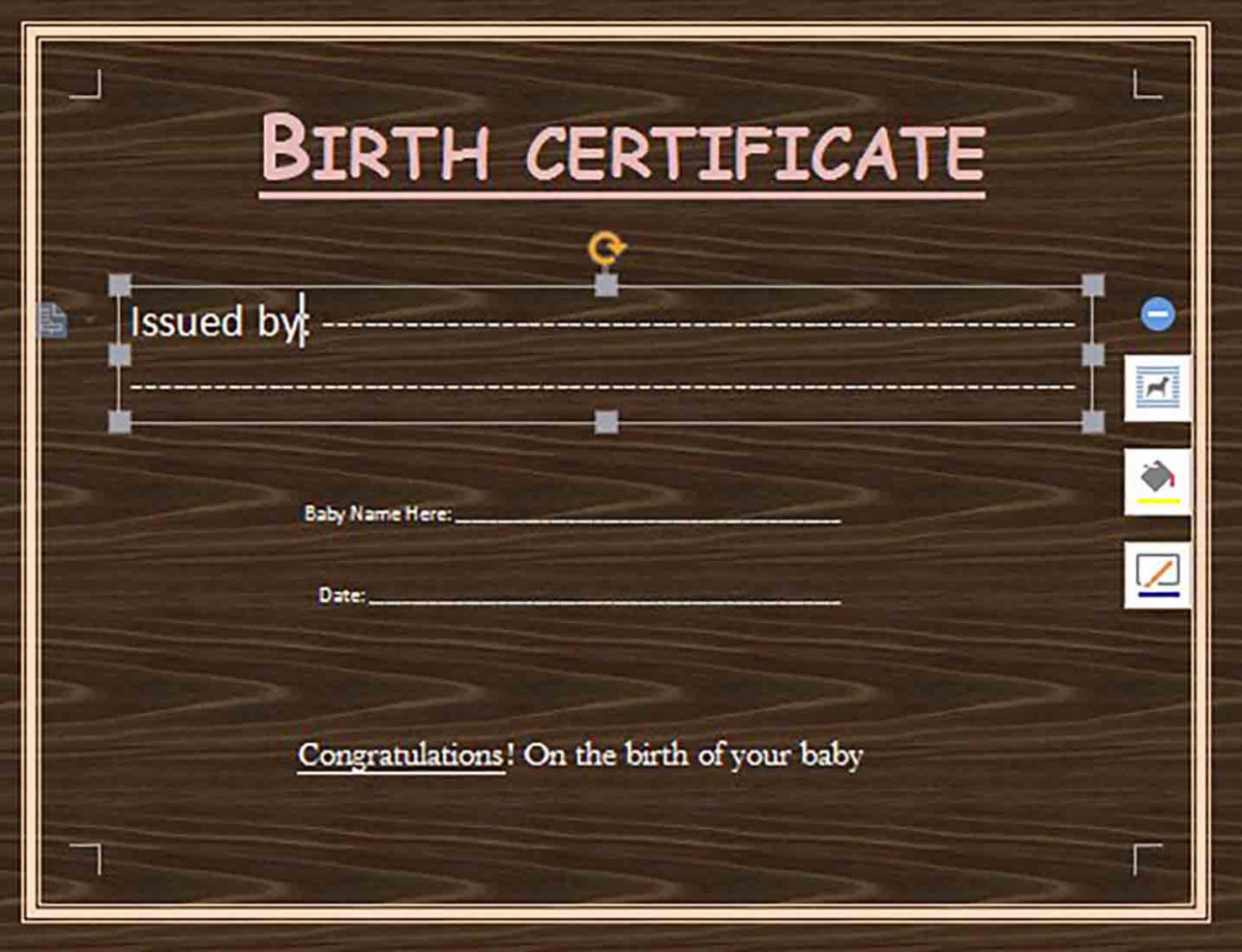 Editable Birth Certificate templates Word Format