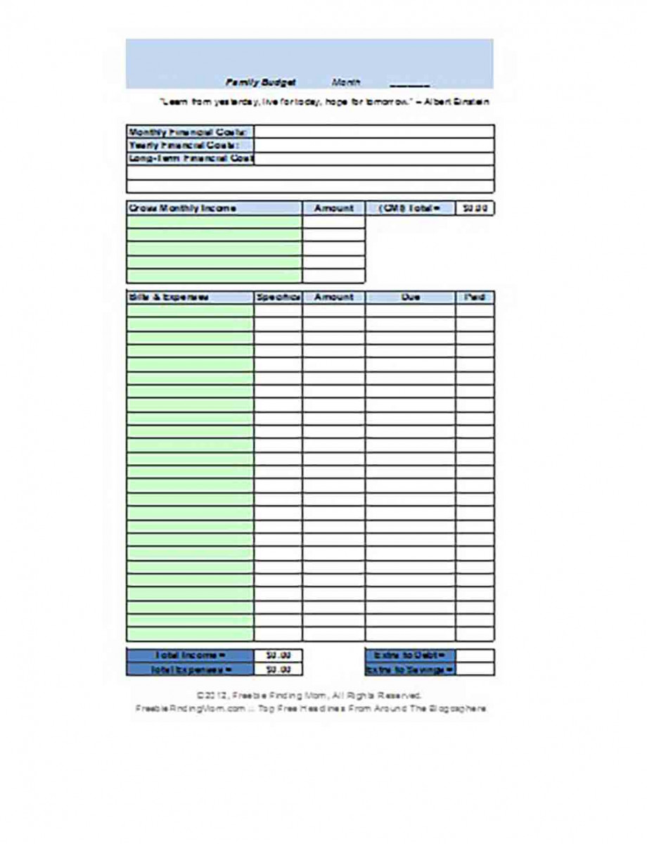 Family Budget templates Excel