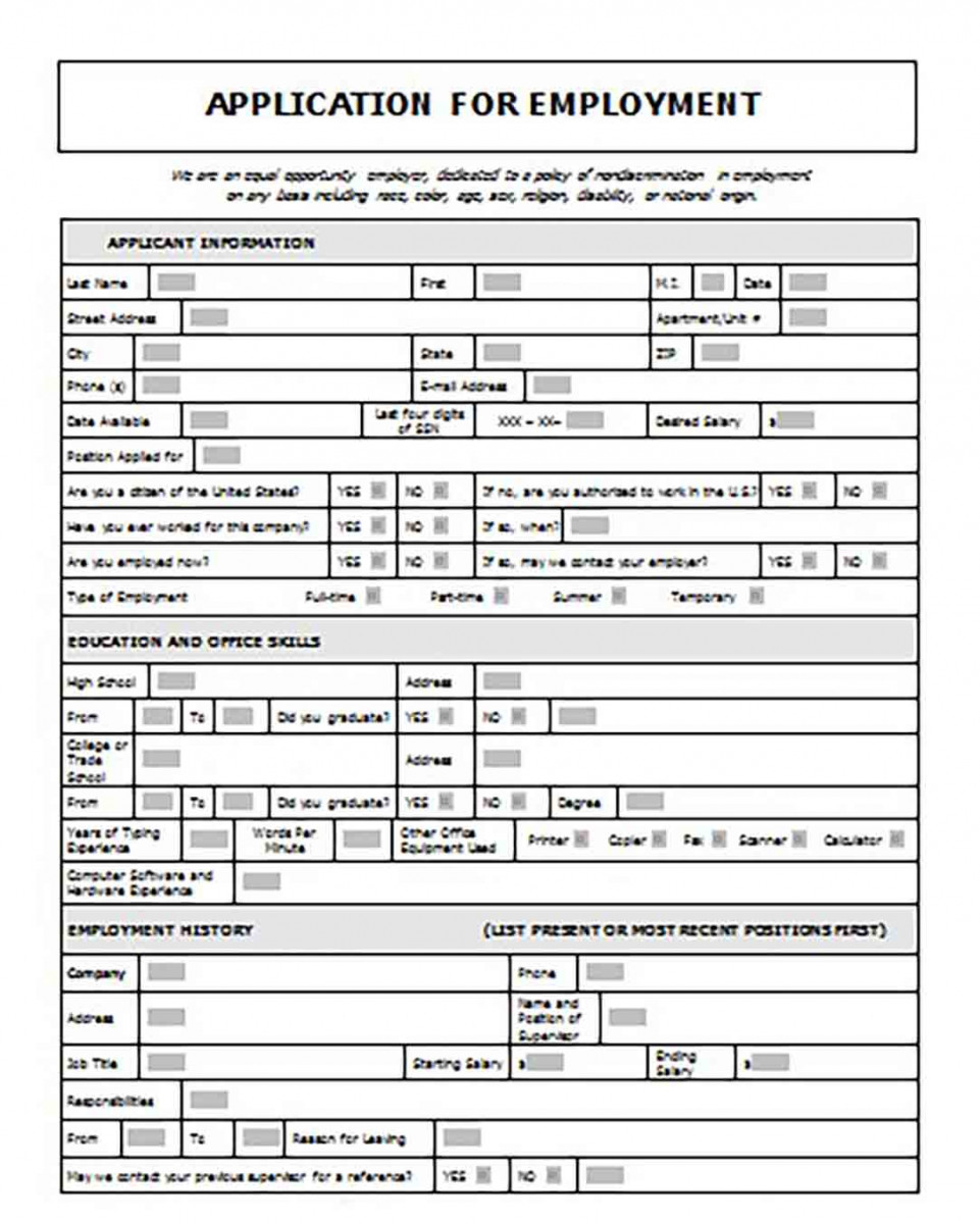 Generic Employment Job Application