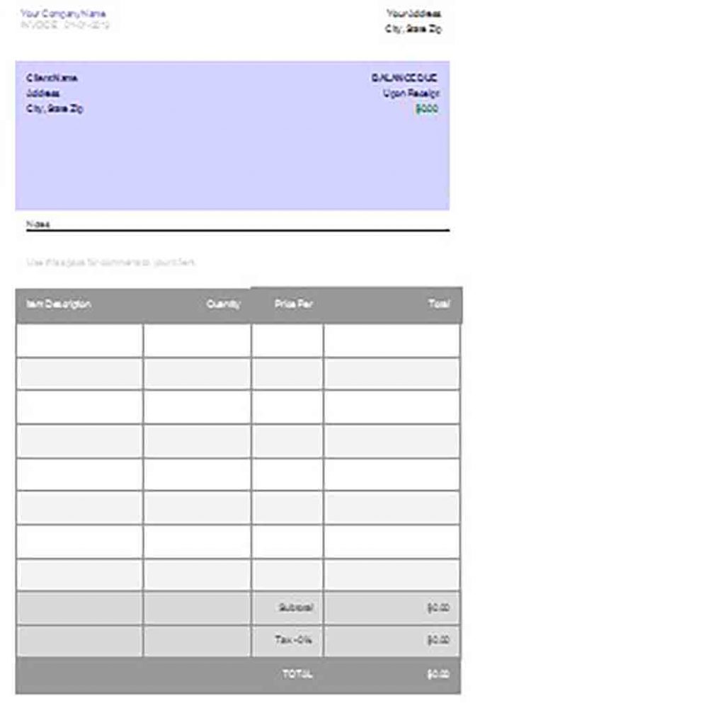 Google Doc Invoice Template