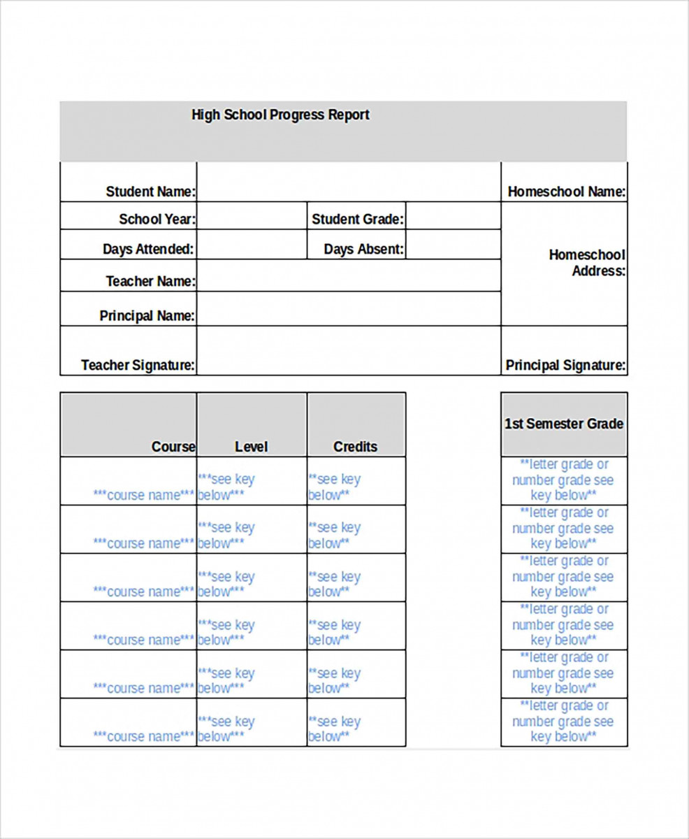 Report Card Format Template