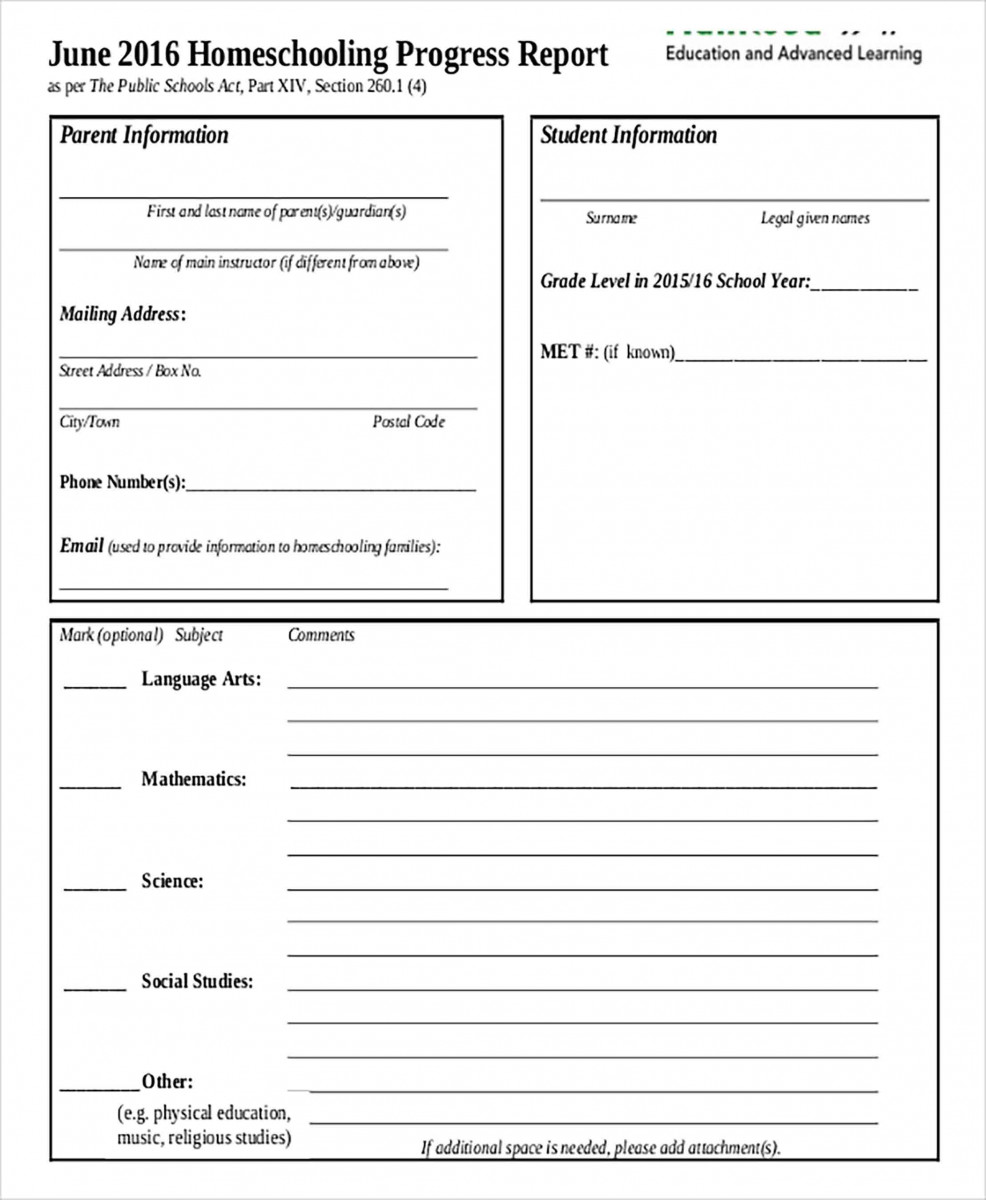 Home School Report Card templates