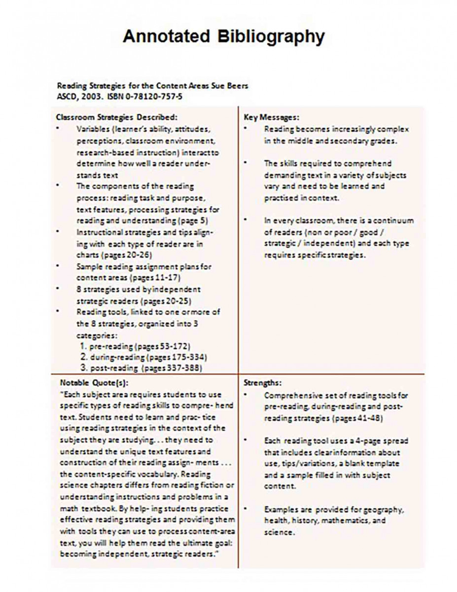 Informative Annotated Bibliography templates Example 2