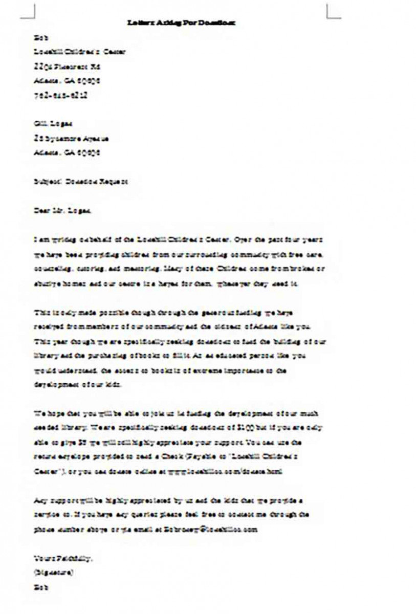 Letter Asking For Donations Word Doc