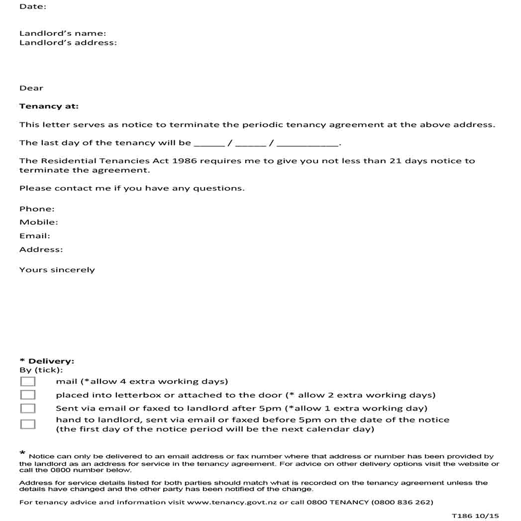 Notice of Lease Termination Letter from Landlord to Tenant 1