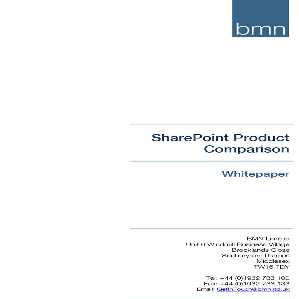 Product Comparison White Paper 1