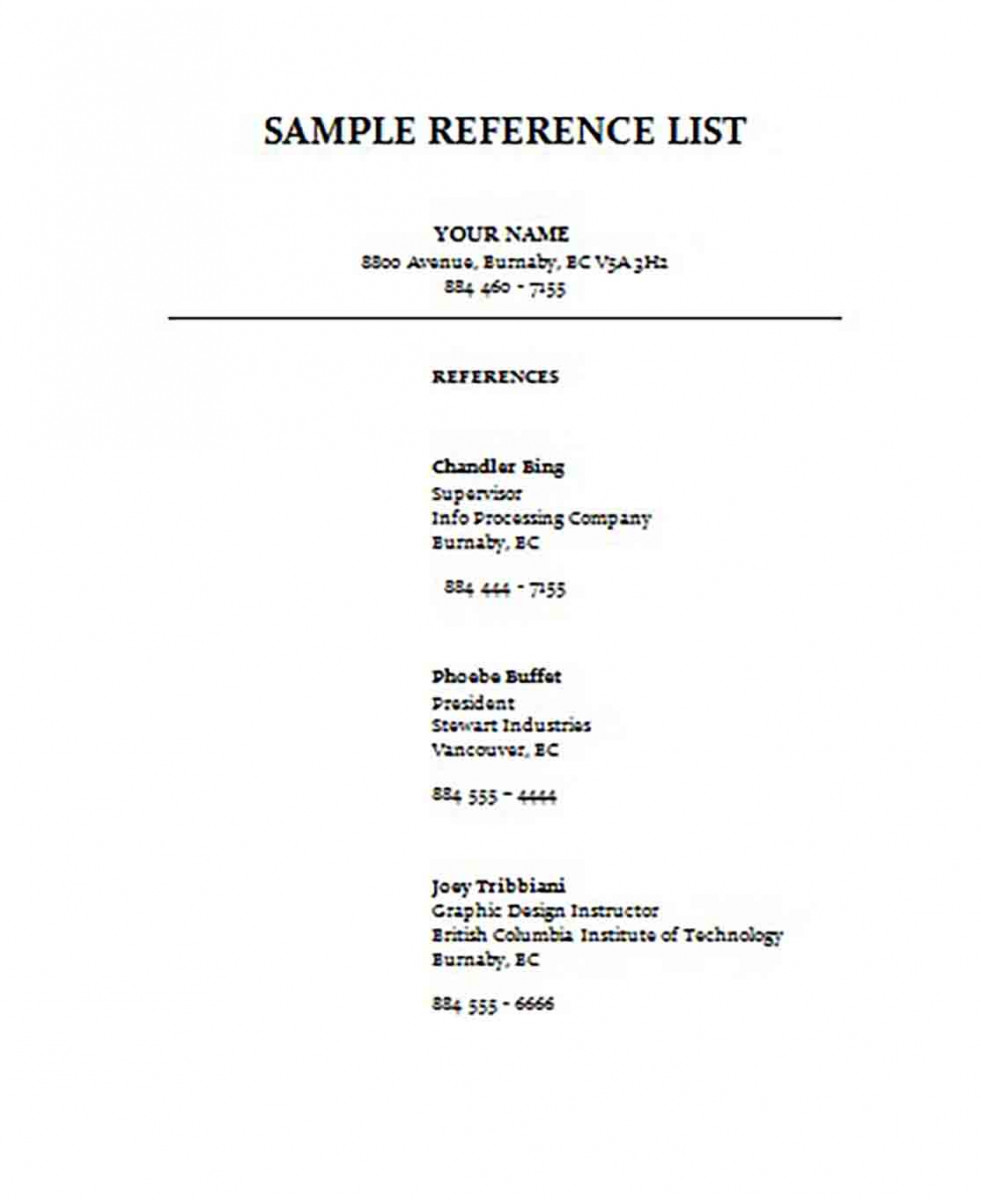 Professional Reference List templates