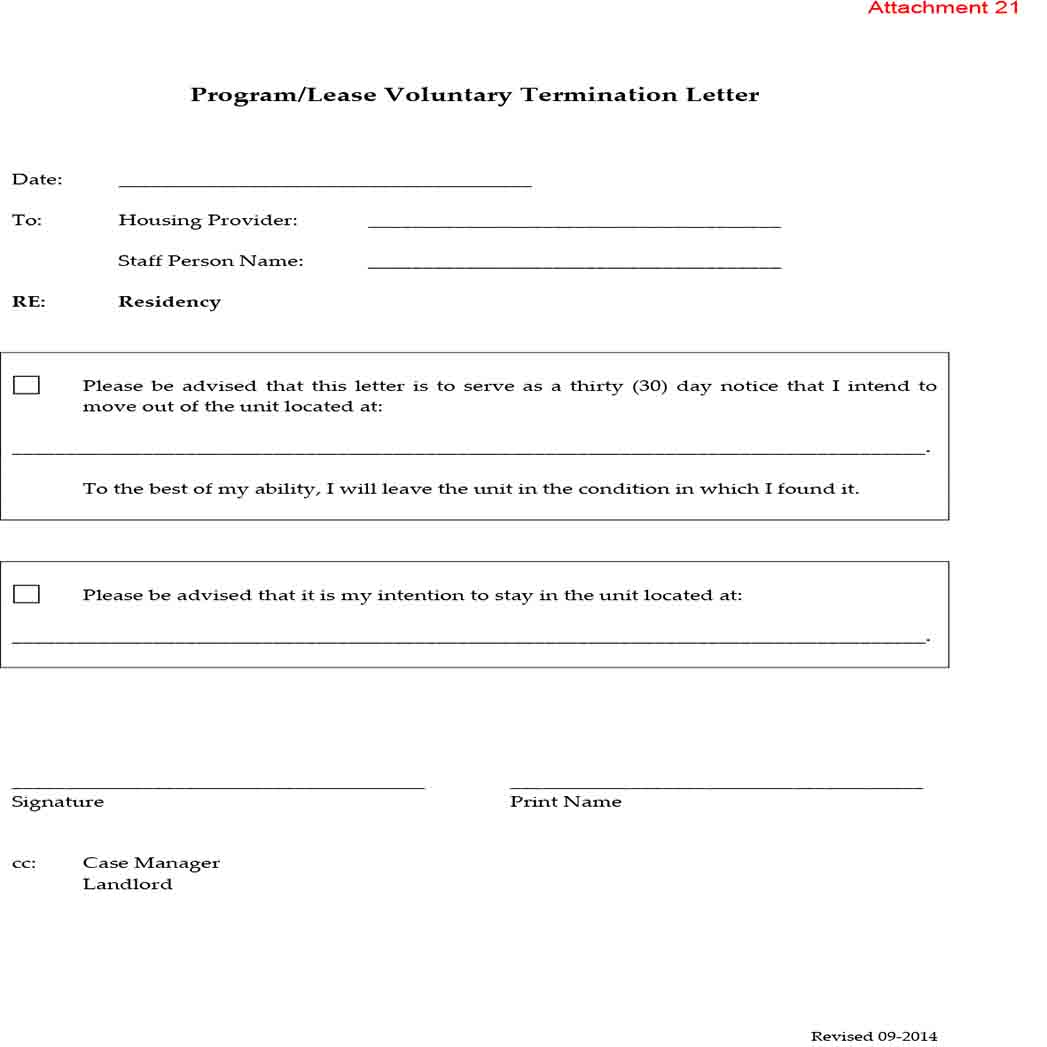 Program Lease Voluntary Termination Letter 1
