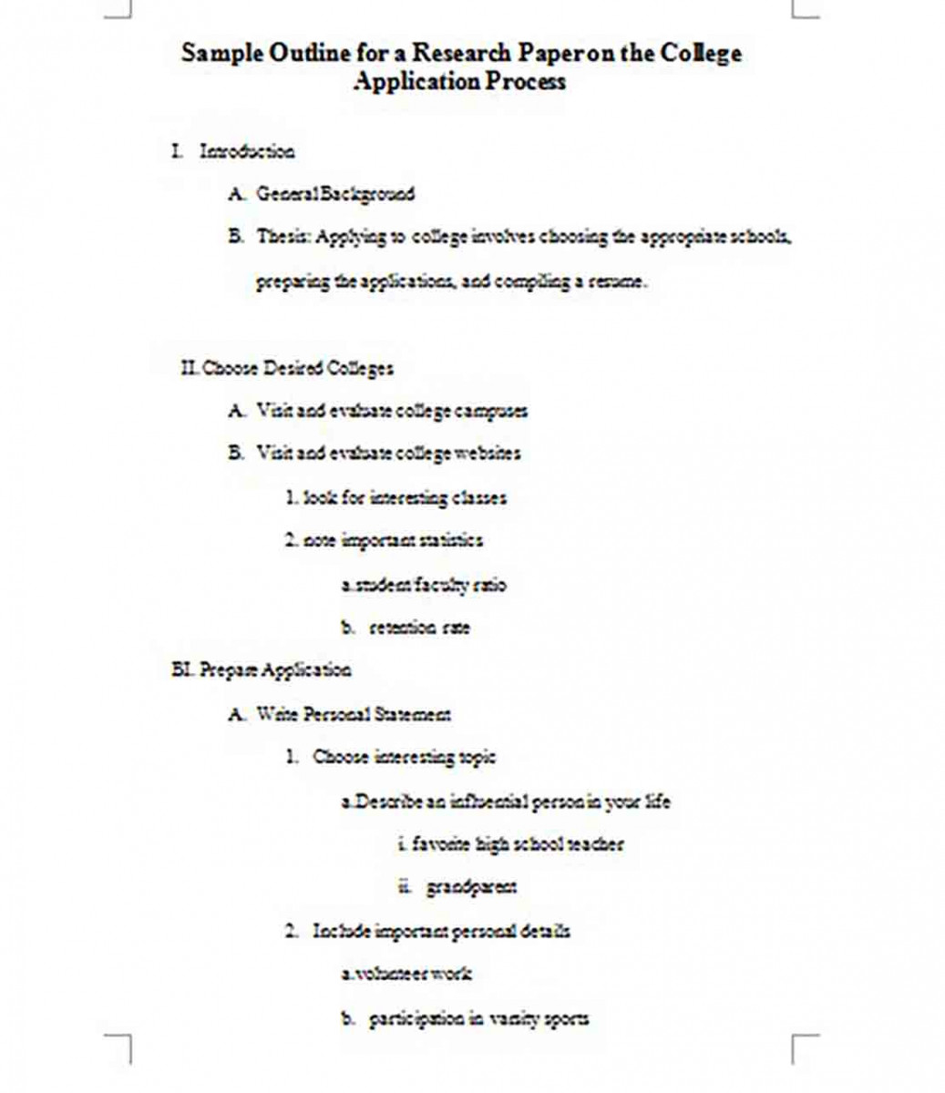 Sample College Research Paper Outline