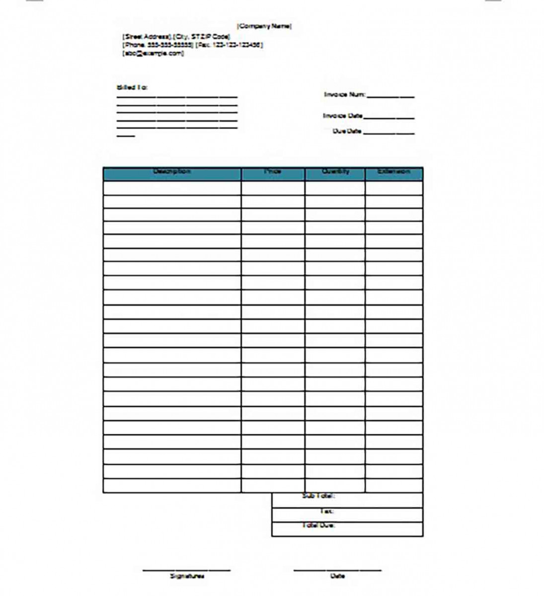 Sample Google Invoice templates