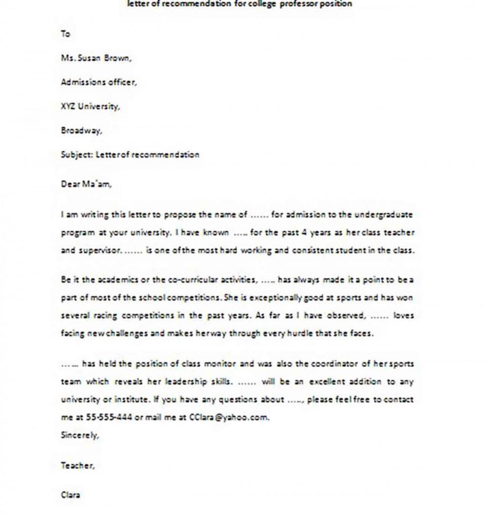Recommendation letter for university lecturer job