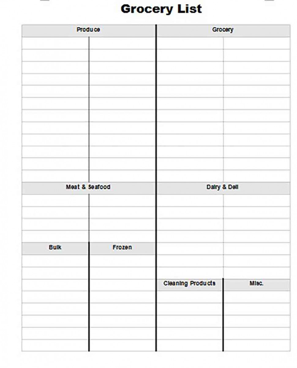 Simple Blank Grocery List templates
