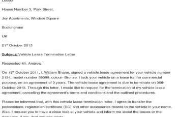 Vehicle Lease Termination Letter 1