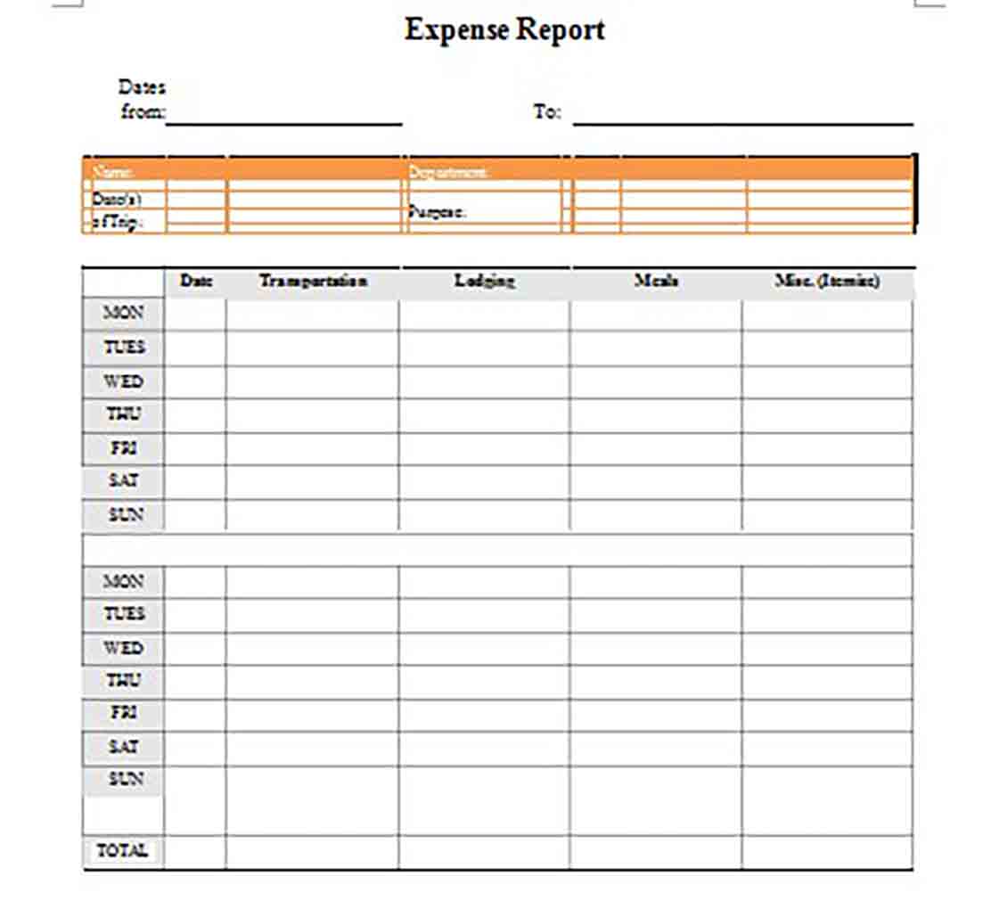 Weekly Expense Reports templates