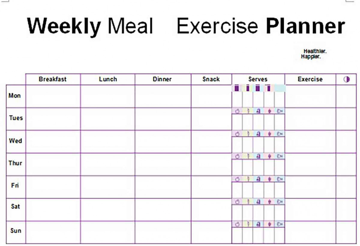 Meal And Exercise Planner Template Free